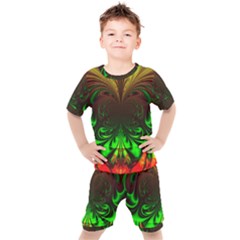 Digital Arts Fractals Futuristic Art Kids  Tee And Shorts Set by Pakrebo