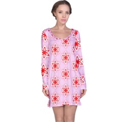 Texture Star Backgrounds Pink Long Sleeve Nightdress by HermanTelo