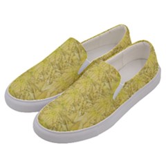 Flowers Decorative Ornate Color Yellow Men s Canvas Slip Ons by pepitasart