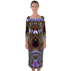 Art Artwork Fractal Digital Art Quarter Sleeve Midi Bodycon Dress by Pakrebo