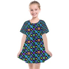 Have Fun Multicolored Text Pattern Kids  Smock Dress