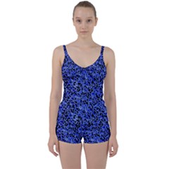Texture Structure Electric Blue Tie Front Two Piece Tankini by Alisyart