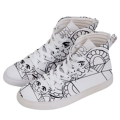 Cute Cat Coloring Page Design Women s Hi-top Skate Sneakers by Wegoenart