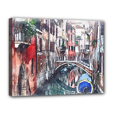 Venice Water Laguna Italy Canvas 14  X 11  (stretched) by Wegoenart