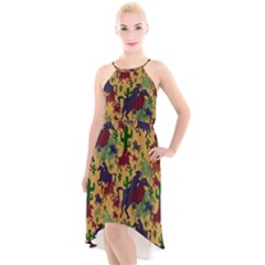 Cowboys Pattern High-low Halter Chiffon Dress  by bloomingvinedesign