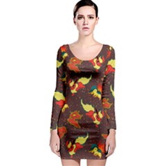 Fire Type Long Sleeve Bodycon Dress by Mezalola