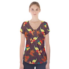 Fire Type Short Sleeve Front Detail Top by Mezalola