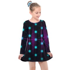 Sound Wave Frequency Kids  Long Sleeve Dress by HermanTelo