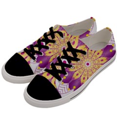 Mandala Stained Flower Drawing Men s Low Top Canvas Sneakers