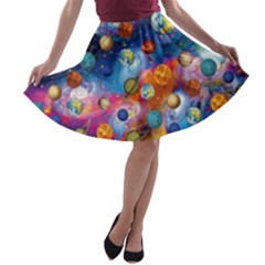 Space Galaxy A-line Skater Skirt by walala