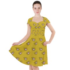 Zodiac Bat Pink Yellow Cap Sleeve Midi Dress by snowwhitegirl