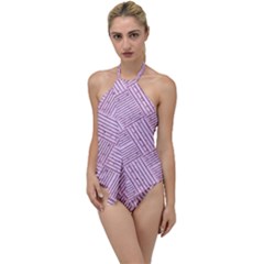 Wood Texture Diagonal Weave Pastel Go With The Flow One Piece Swimsuit