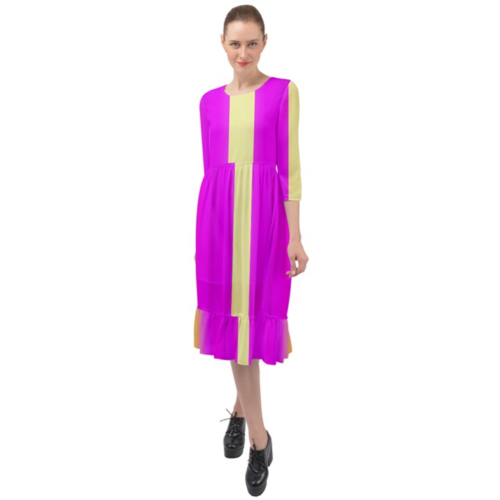 Colors And More Wonderful Colors Ruffle End Midi Chiffon Dress