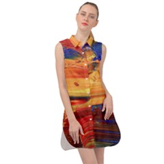 Rainbow Waves Sleeveless Shirt Dress by WILLBIRDWELL