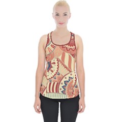 Pop Art Paisley Flowers Ornaments Multicolored 4 Background Solid Dark Red Piece Up Tank Top by EDDArt