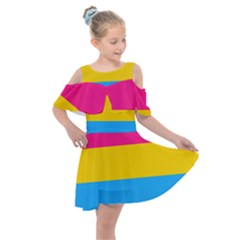 Pansexual Pride Flag Kids  Shoulder Cutout Chiffon Dress by lgbtnation