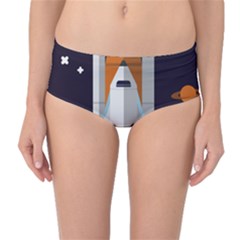 Rocket Space Universe Spaceship Mid-waist Bikini Bottoms by Pakrebo