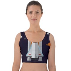 Rocket Space Universe Spaceship Velvet Crop Top by Pakrebo