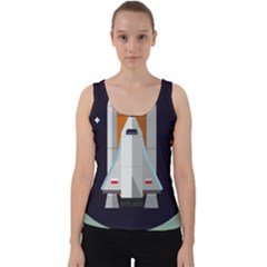 Rocket Space Universe Spaceship Velvet Tank Top by Pakrebo