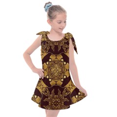 Gold Black Book Cover Ornate Kids  Tie Up Tunic Dress by Pakrebo