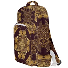 Gold Black Book Cover Ornate Double Compartment Backpack by Pakrebo