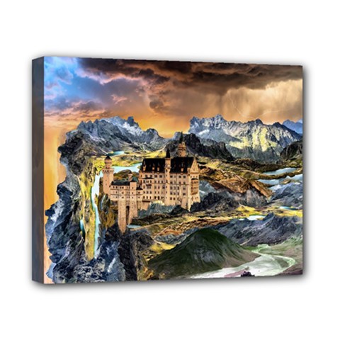 Castle Fantasy Landscape Stormy Canvas 10  X 8  (stretched) by Pakrebo