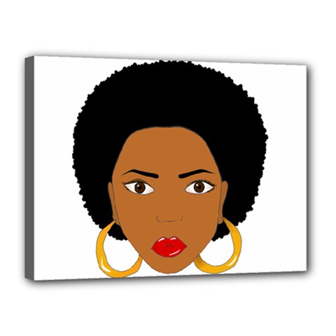 African American Woman With ?urly Hair Canvas 16  X 12  (stretched) by bumblebamboo