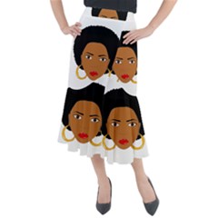 African American Woman With ?urly Hair Midi Mermaid Skirt by bumblebamboo