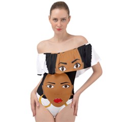 African American Woman With ?urly Hair Off Shoulder Velour Bodysuit 