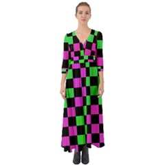 Checkerboard Again 1a Button Up Boho Maxi Dress by impacteesstreetwearseven