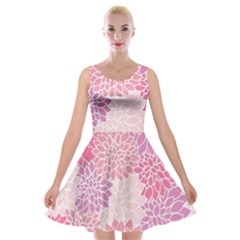 Happy Pink Flowers Velvet Skater Dress by CashewDress