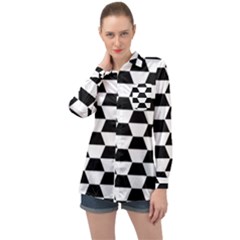 Hexagons Pattern Tessellation Long Sleeve Satin Shirt