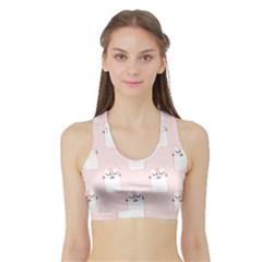 Pattern Pink Cute Sweet Fur Cats Sports Bra With Border by Pakrebo