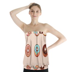 Donut Sweets Baking Food Tasty Strapless Top by Pakrebo