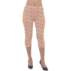 Pride Rainbow Flag Pattern Lightweight Velour Capri Leggings  by Valentinaart