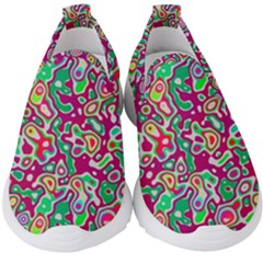 Red Green Spots                       Kids  Slip On Sneakers by LalyLauraFLM