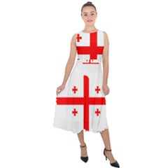 Borders Country Flag Geography Map Midi Tie-back Chiffon Dress by Sapixe
