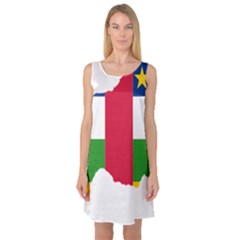Central African Republic Flag Map Sleeveless Satin Nightdress by Sapixe