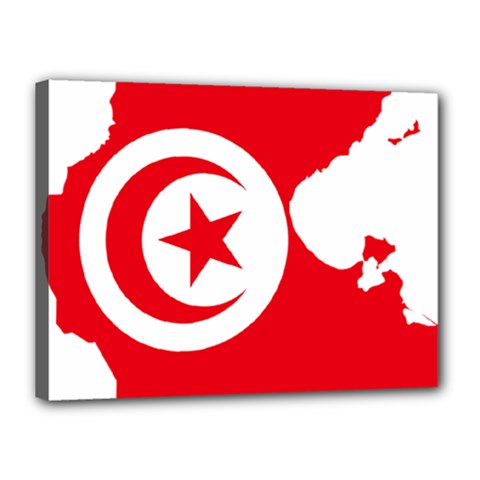 Tunisia Flag Map Geography Outline Canvas 16  X 12  (stretched) by Sapixe