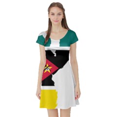 Mozambique Flag Map Geography Short Sleeve Skater Dress by Sapixe