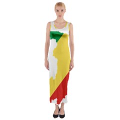 Congo Flag Map Geography Outline Fitted Maxi Dress by Sapixe