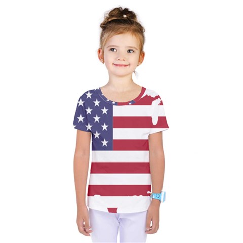 America Art Borders Cartography Kids  One Piece Tee by Sapixe