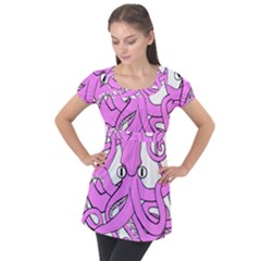 Squid Octopus Animal Puff Sleeve Tunic Top by Bajindul