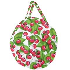 Cherry Leaf Fruit Summer Giant Round Zipper Tote by Mariart