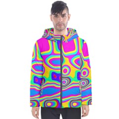 Colorful Shapes                               Men s Hooded Puffer Jacket