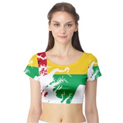 Guinea Bissau Flag Map Geography Short Sleeve Crop Top by Sapixe