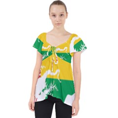 Guinea Bissau Flag Map Geography Lace Front Dolly Top by Sapixe