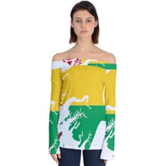 Guinea Bissau Flag Map Geography Off Shoulder Long Sleeve Top by Sapixe