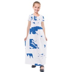 Greece Country Europe Flag Borders Kids  Short Sleeve Maxi Dress by Sapixe
