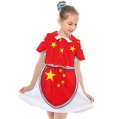 Flag China Country Nation Asia Kids  Short Sleeve Shirt Dress by Sapixe